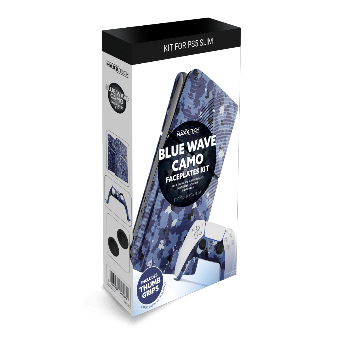 Maxx Tech Blue Wave Camo Faceplates Kit for PS5 Slim