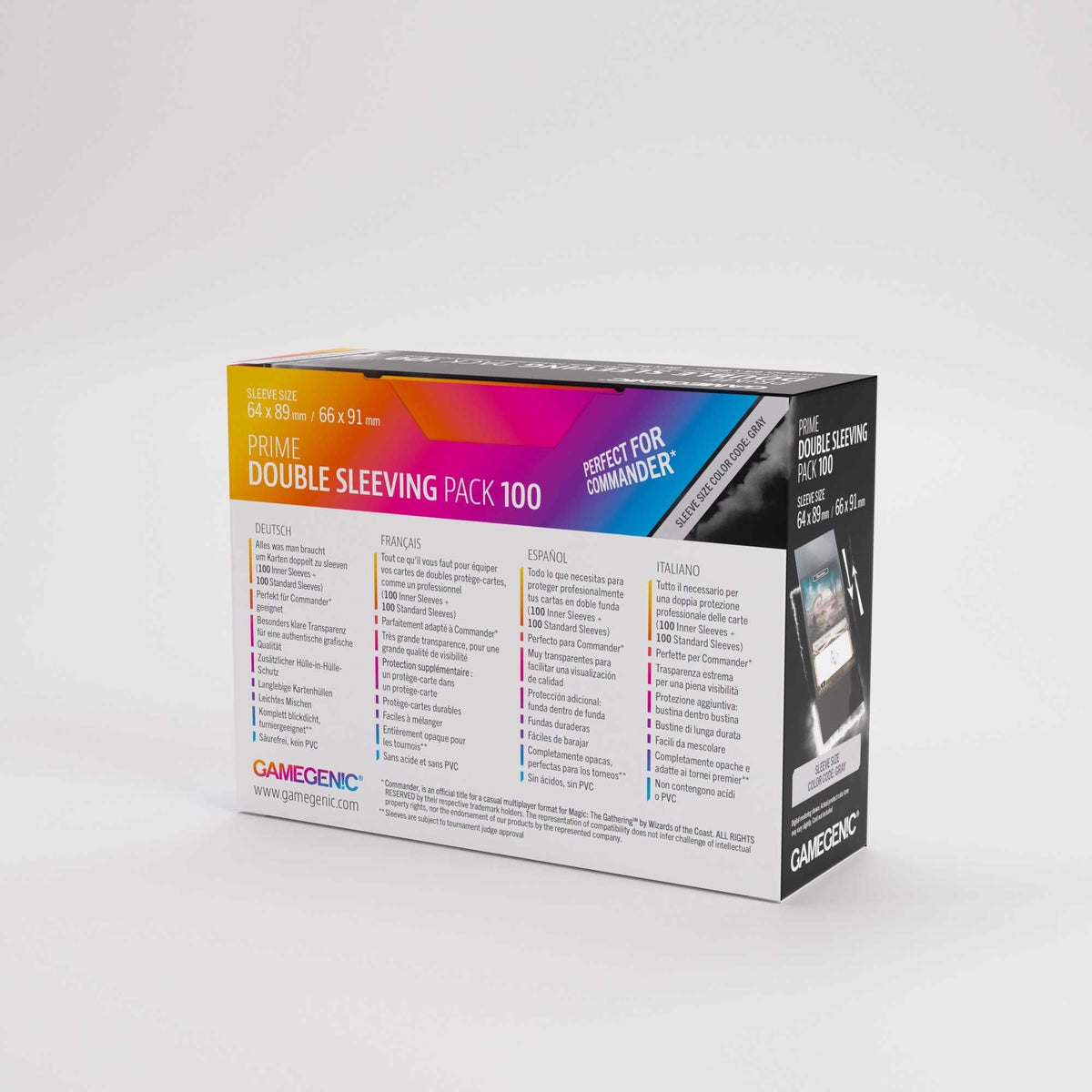 Gamegenic Prime Double Sleeving Pack 66 x 91 mm (100 ct.)