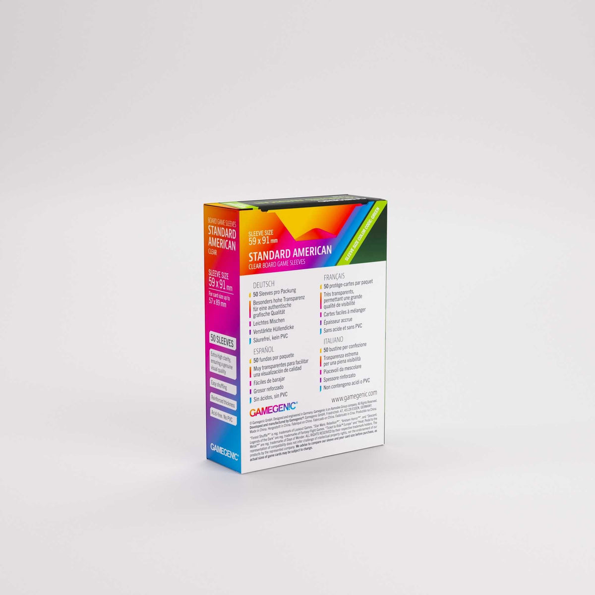 Gamegenic Standard American Clear Board Game Sleeves (50)
