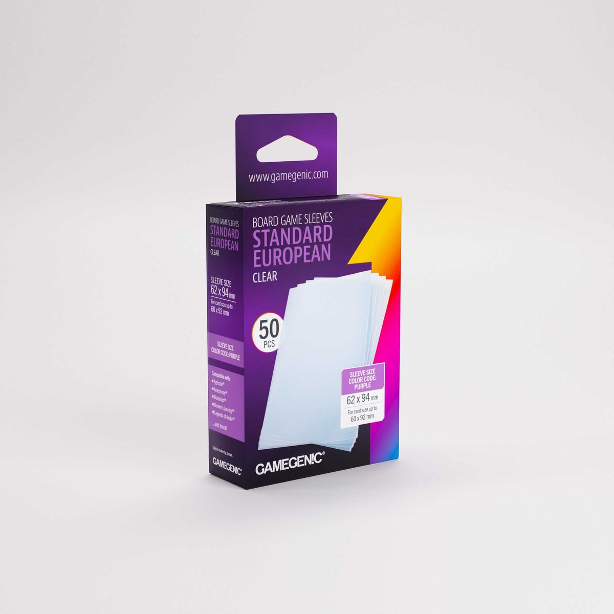 Gamegenic Board Game Sleeves Standard European Clear (50 Count)
