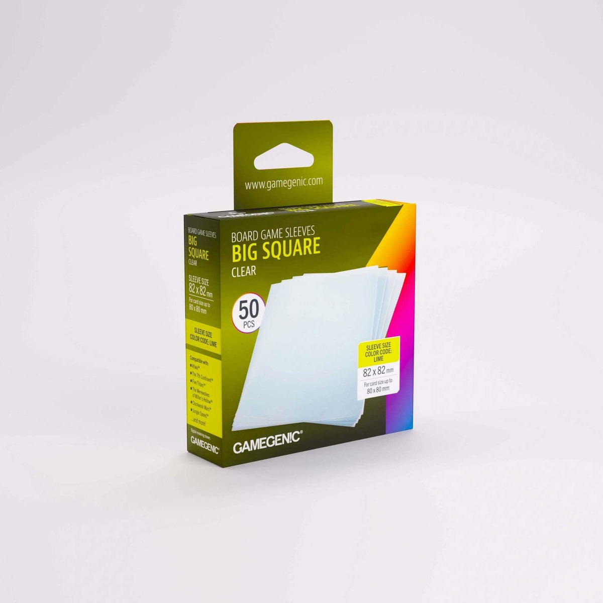 Gamegenic Board Game Sleeves Big Square Clear (50 ct.)