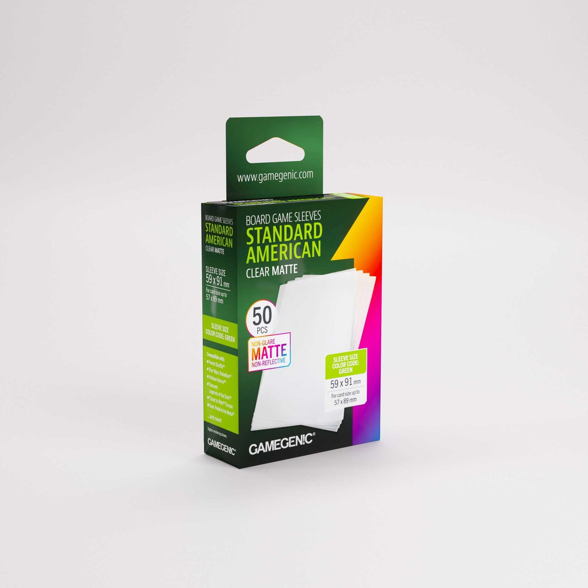 Gamegenic Board Game Sleeves Standard American Clear Matte (50 ct.)