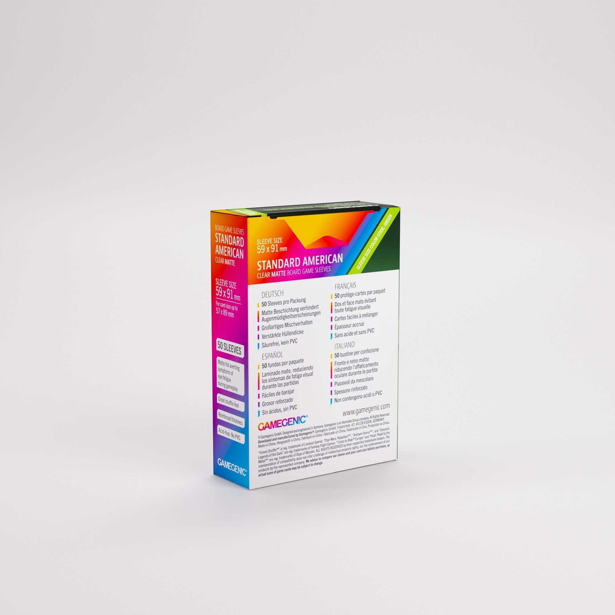 Gamegenic Board Game Sleeves Standard American Clear Matte (50 ct.)