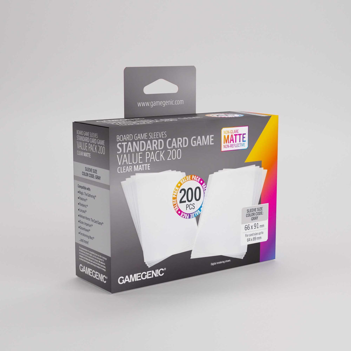 Gamegenic Matte Sleeves Standard Card Game-Size Value Pack (200)