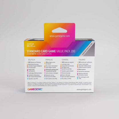 Gamegenic Matte Sleeves Standard Card Game-Size Value Pack (200)