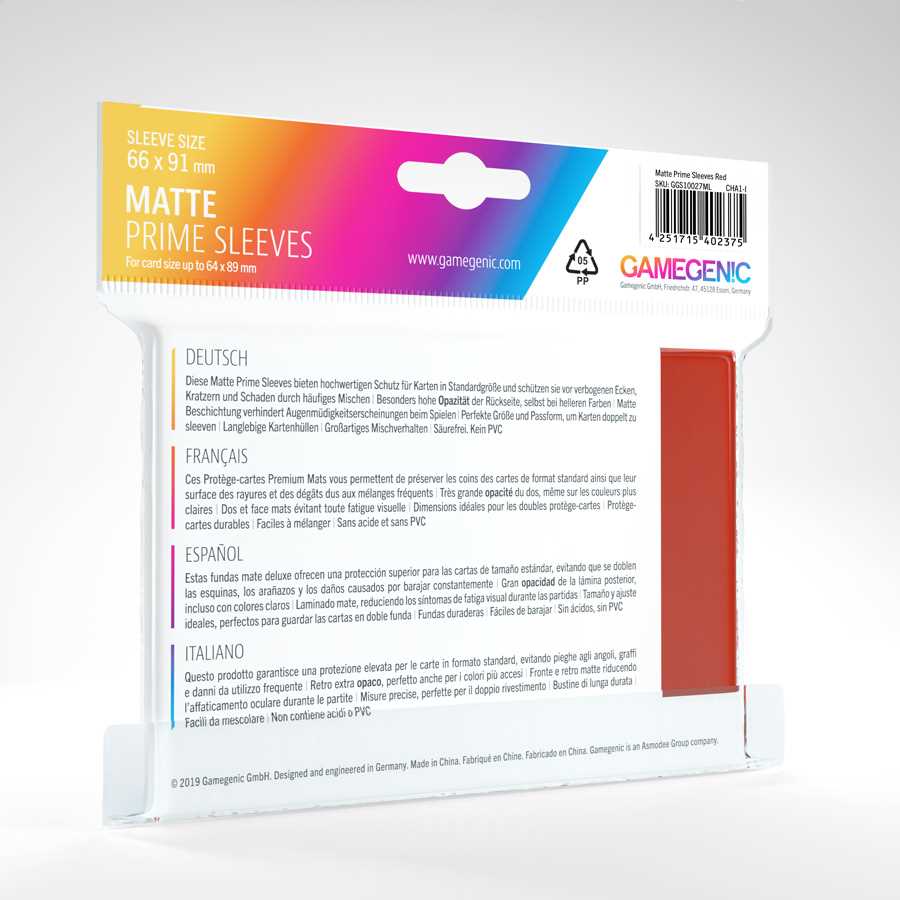 Gamegenic Matte Prime Sleeves Red – 100 Pack