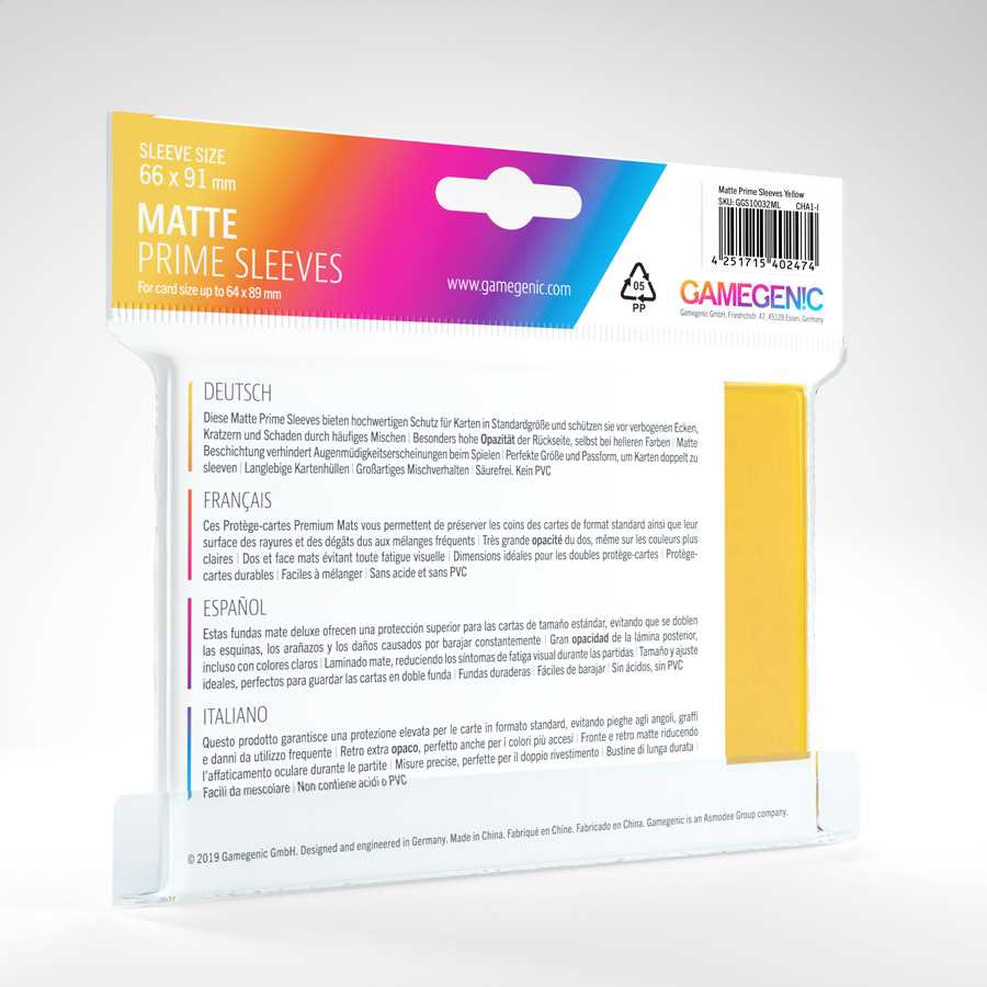 Gamegenic Matte Prime Sleeves Yellow, 100 Pack