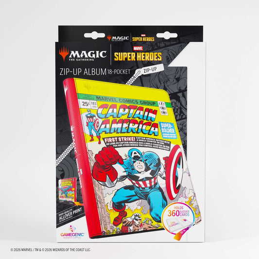 Gamegenic Magic: The Gathering Marvel Super Heroes Zip-Up Album 18-Pocket – Captain America/Black Panther