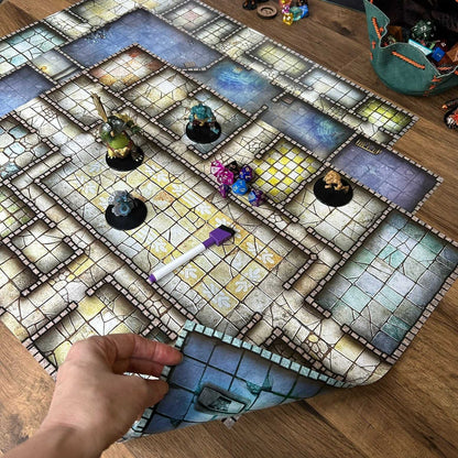 Essential RPG Battle Maps: Dungeon Set – 6 Wet/Dry Erase Maps with 1-Inch Grid