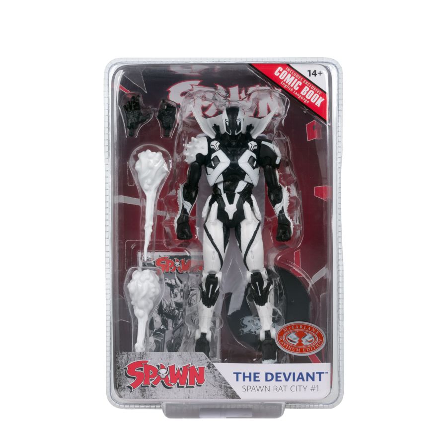 McFarlane Toys Spawn The Deviant Rat City Black & White Platinum Edition 7-Inch Action Figure with Comic (Chance of Chase)