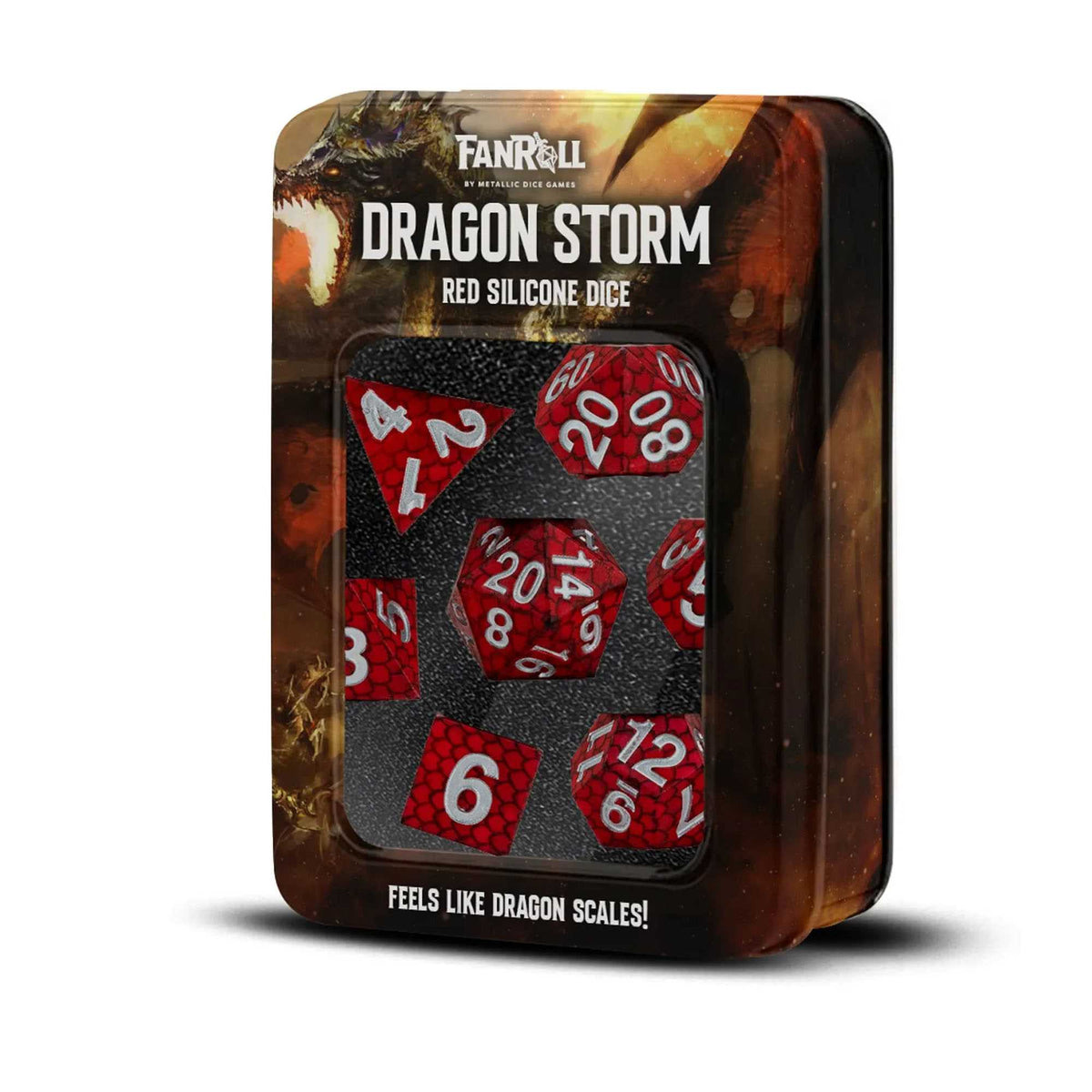 FanRoll Dragon Storm Silicone Dice Set – Red Dragon Scales