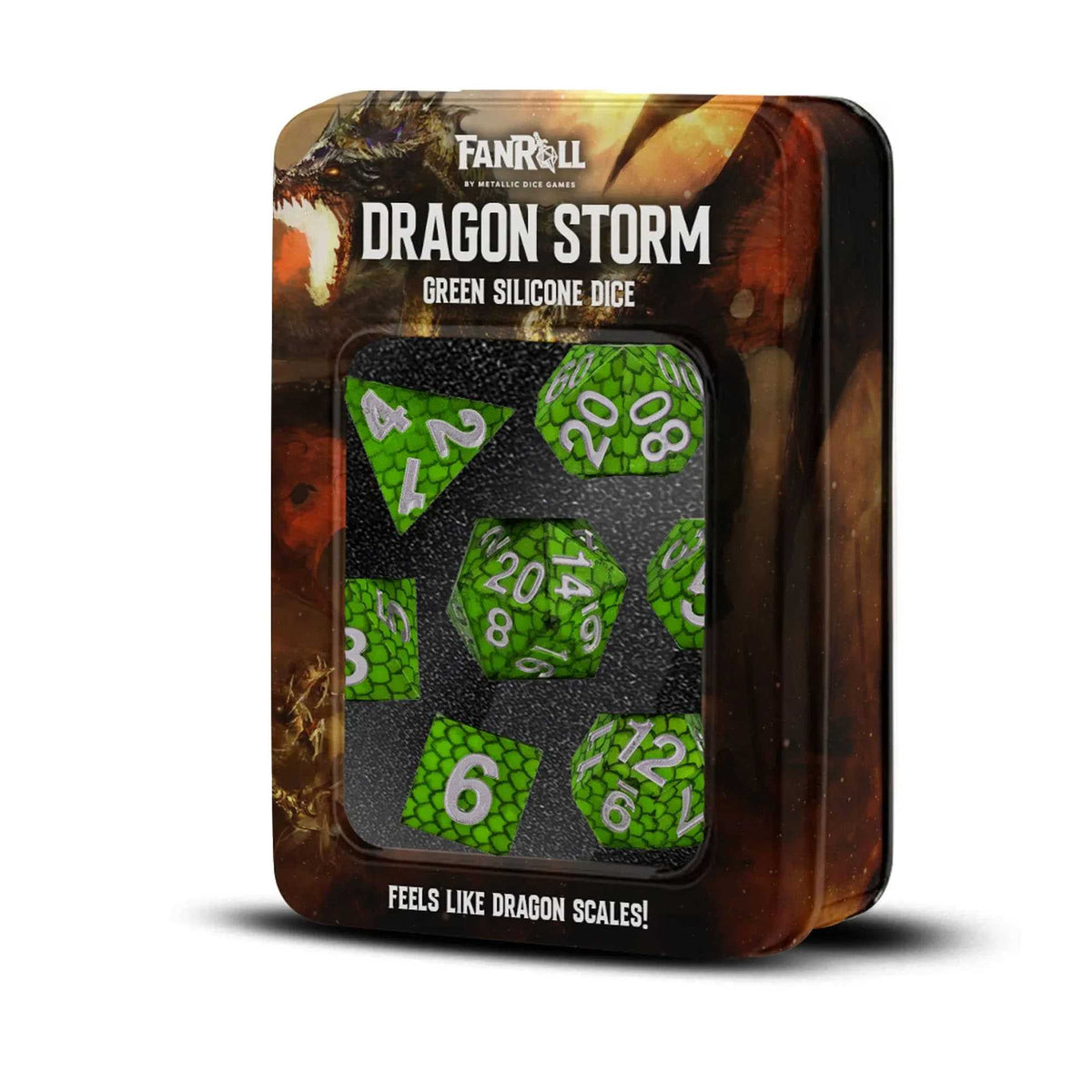 FanRoll Dragon Storm Silicone Dice Set – Green Dragon Scales