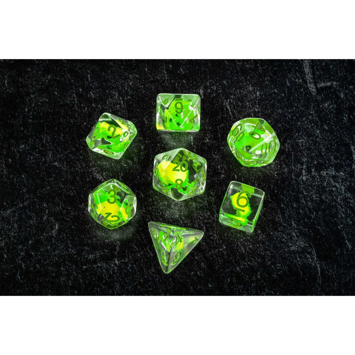 FanRoll Dragon Storm Inclusion Resin Dice Set – Green Dragon