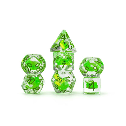 FanRoll Dragon Storm Inclusion Resin Dice Set – Green Dragon