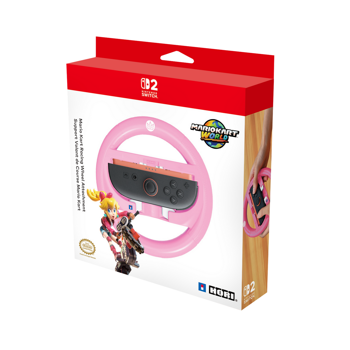 HORI Mario Kart Racing Wheel Attachment Set for Nintendo Switch 2 - Peach