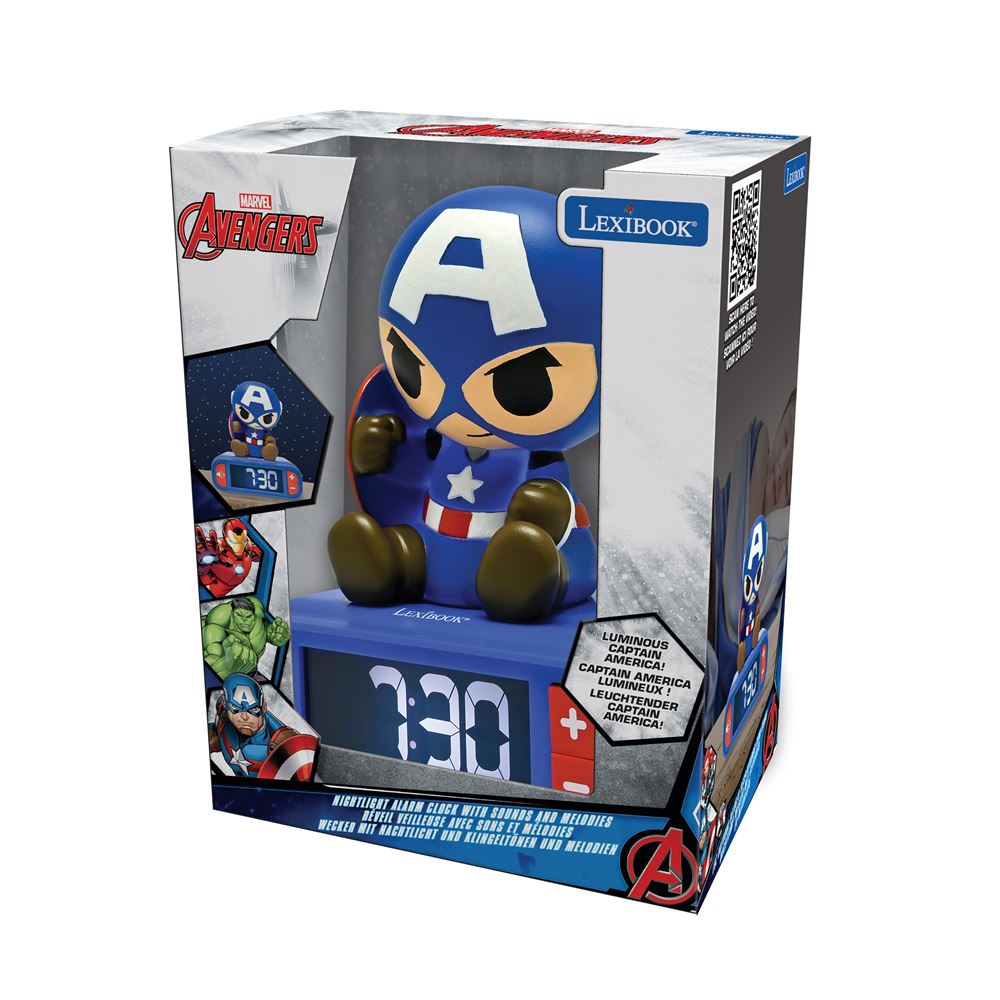 Lexibook Marvel Avengers Captain America Night Light Alarm Clock