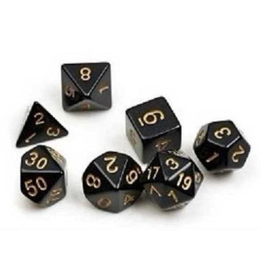 Solid Black & Gold Polyhedral Dice Set - Sirius Dice