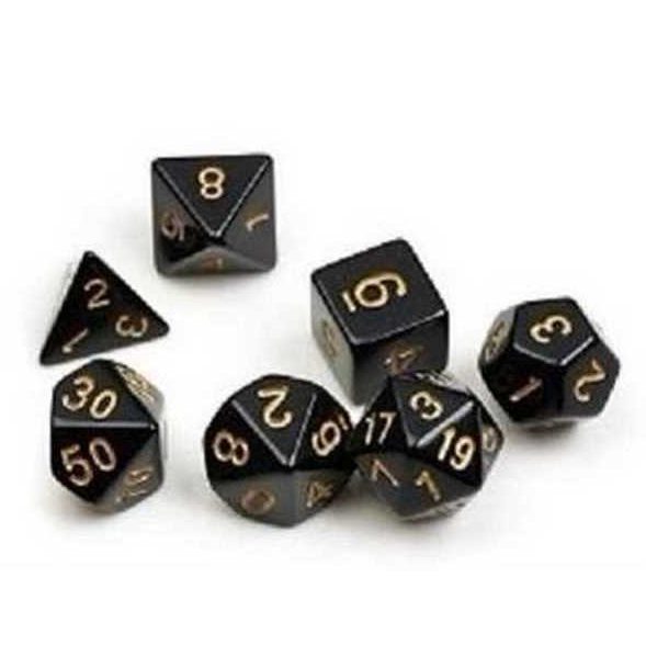 Solid Black & Gold Polyhedral Dice Set - Sirius Dice