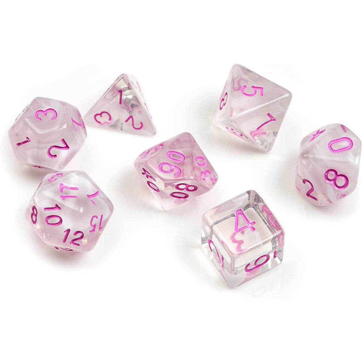 Sirius Dice Polyhedral Dice: White Cloud & Pink Ink Set