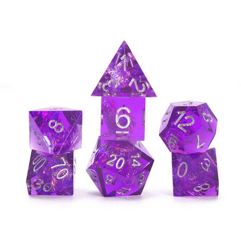Sirius Dice Sharp Purple Fairy 7-Piece Polyhedral Dice Set
