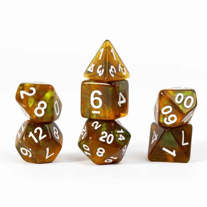 Sirius Dice Treasures Unearthed 7-Piece Polyhedral Dice Set – Peridot
