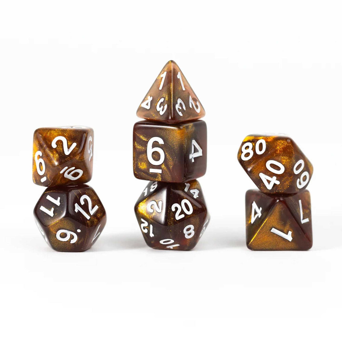 Sirius Dice Treasures Unearthed 7-Piece Polyhedral Dice Set – Topaz
