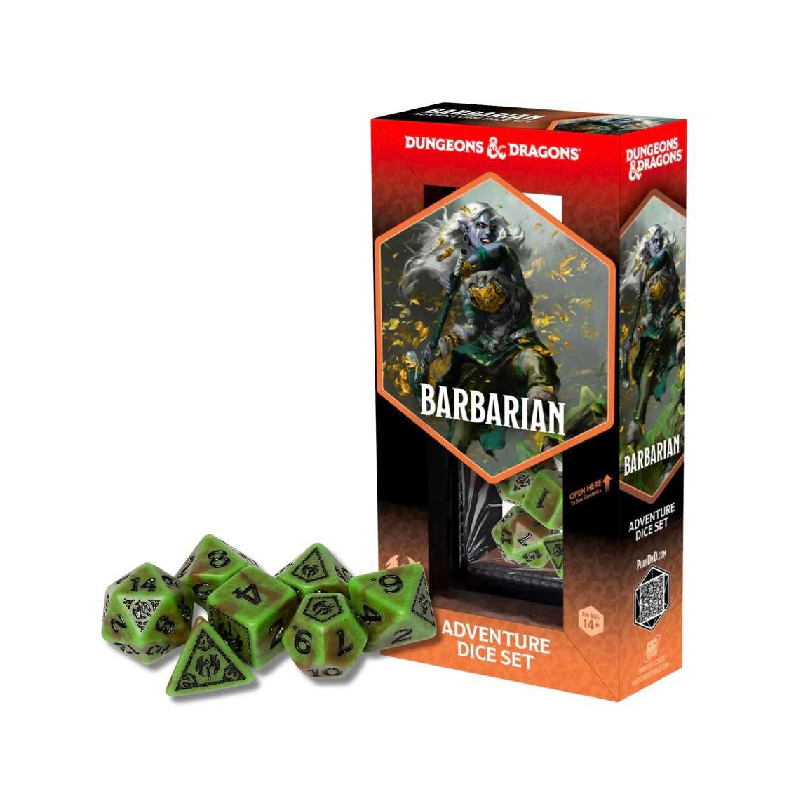 Dungeons & Dragons Adventure Dice Set - Barbarian (Green & Brown)
