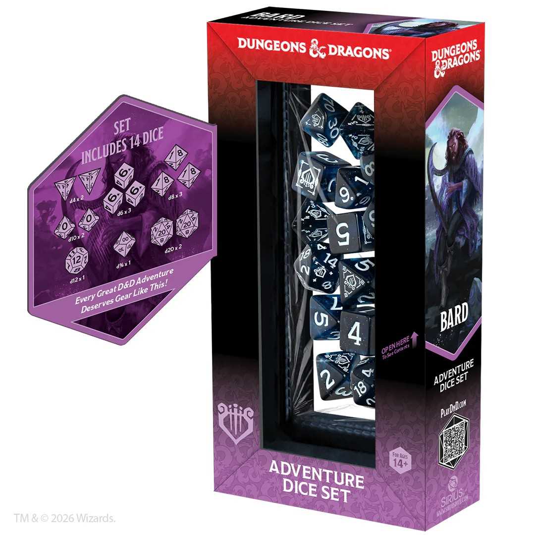 Dungeons & Dragons Adventure Dice Set – Bard (Blue, Black)