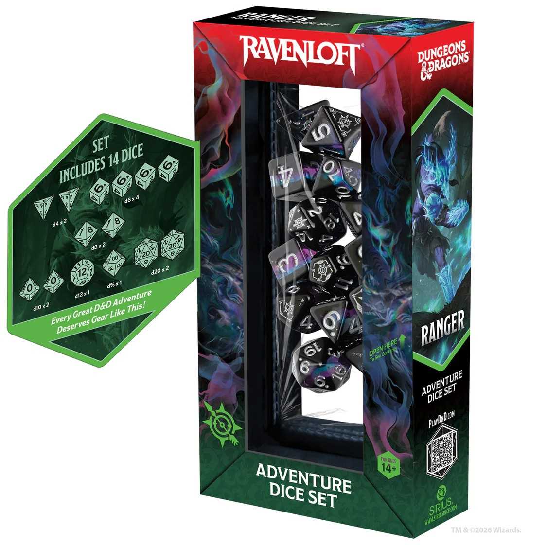 Dungeons & Dragons Adventure Dice Set – Ranger (Black, Blue)