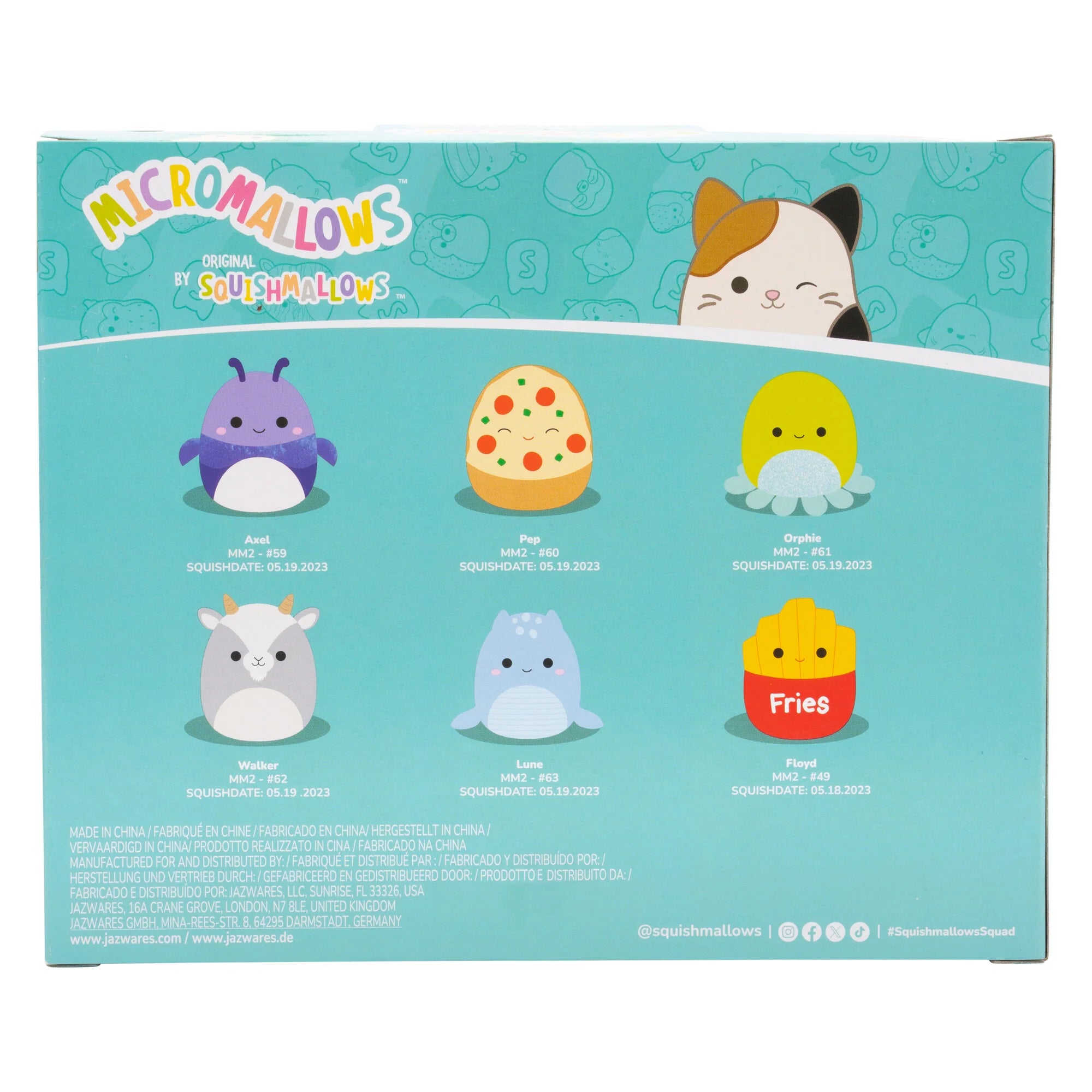 Micromallows by Squishmallow 2.5 Inch Plush - Axel Beetle, Lune Loch Ness Monster, Floyd French Fries, Orphie Octopus, Pep Pizza, Walker Goat