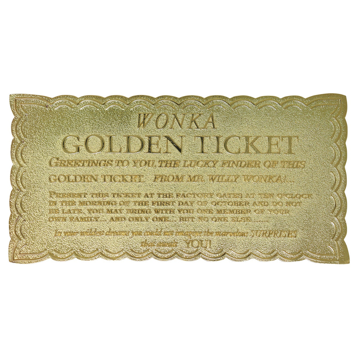 Willy Wonka & the Chocolate Factory Collector's Edition Replica Golden Ticket