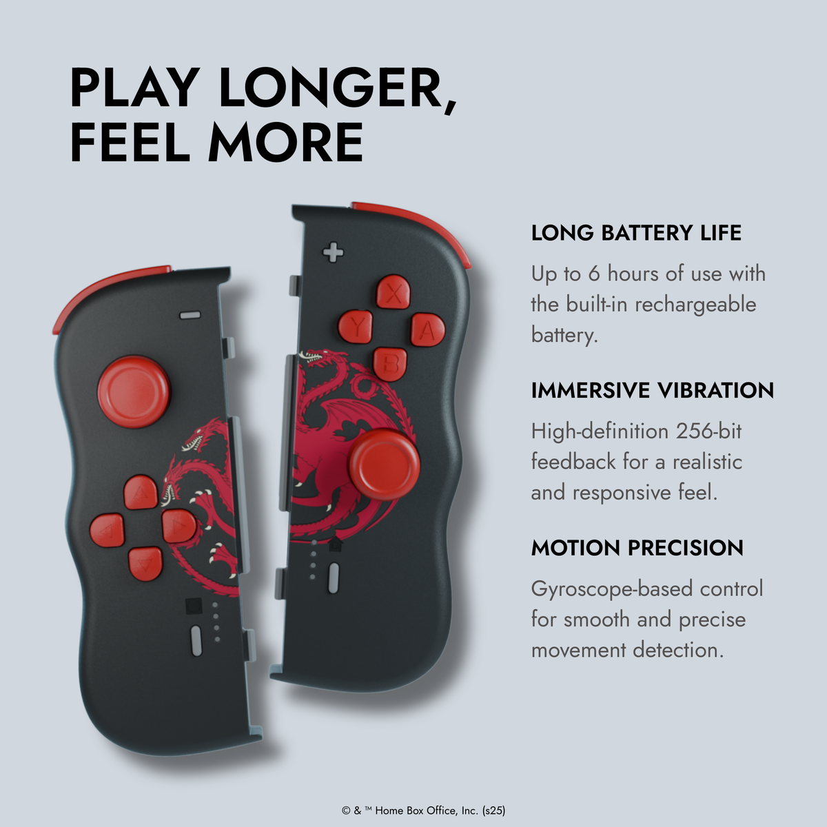 Lexip Game of Thrones Targaryen Black Edition Wireless Twin Pads for Nintendo Switch