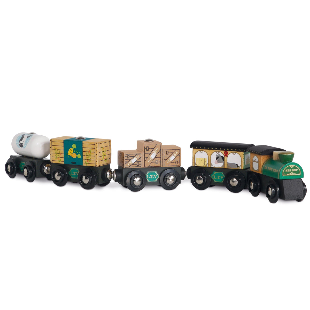Le Toy Van Great Green Train & Goods Wagons 5-Piece Wooden Train Set