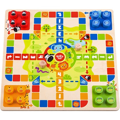 Tooky Toy Wooden 2-in-1 Ludo & Snakes and Ladders Game
