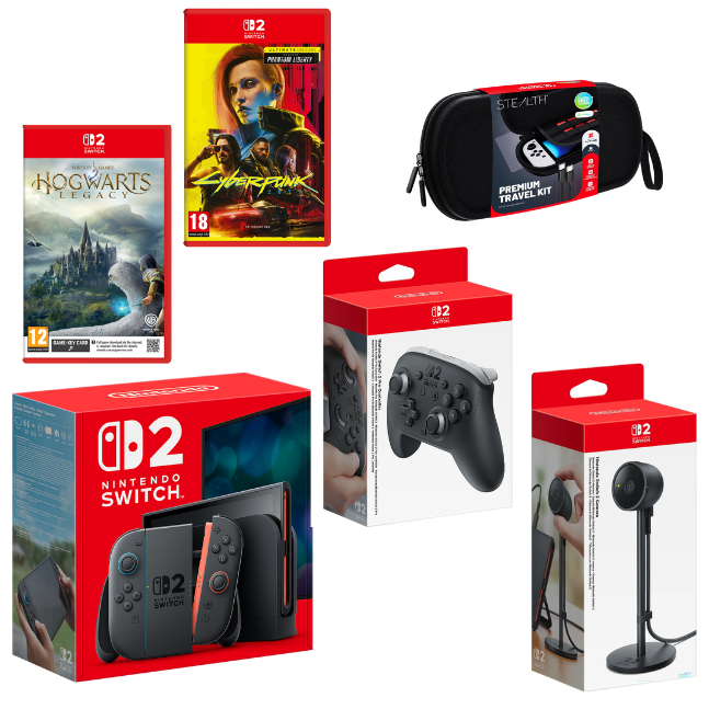 Nintendo Switch 2 + Pro Controller + Camera + Hogwarts Legacy + Cyberpunk 2077 Ultimate Edition + Stealth Premium Travel Kit