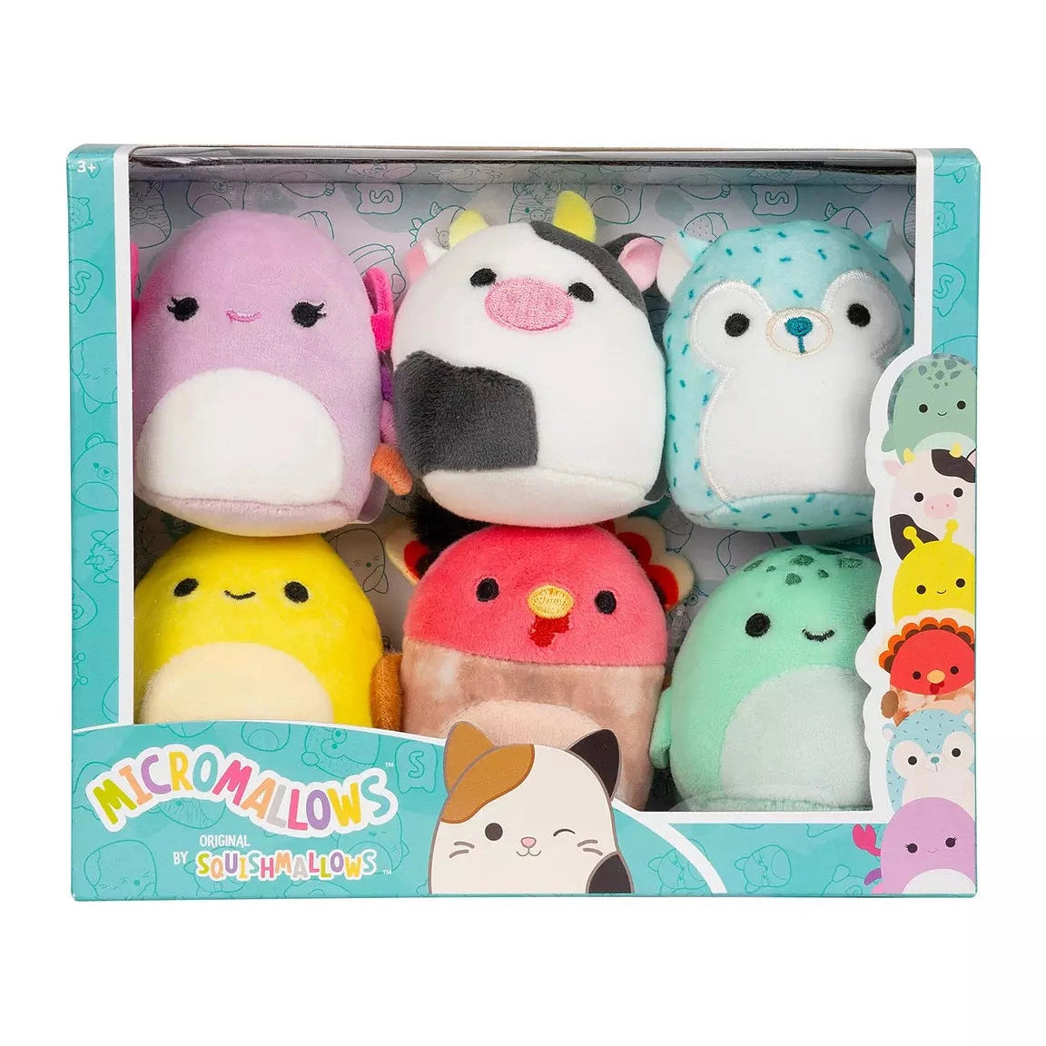 Micromallows by Squishmallow 2.5 Inch Plush - Cailey Crab, Cole Turtle, Connor Cow, Gavi Turkey, Hasani Hedgehog, Zarina Banana Slug