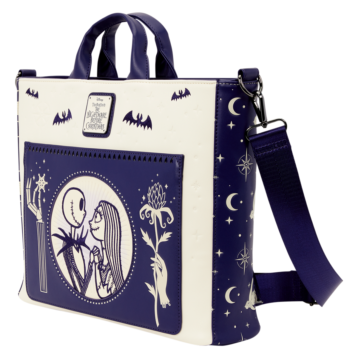 Loungefly Disney The Nightmare Before Christmas Jack Skellington & Sally Convertible Backpack and Tote Bag