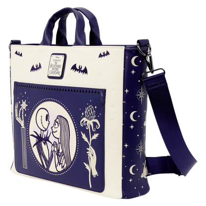 Loungefly Disney The Nightmare Before Christmas Jack Skellington & Sally Convertible Backpack and Tote Bag