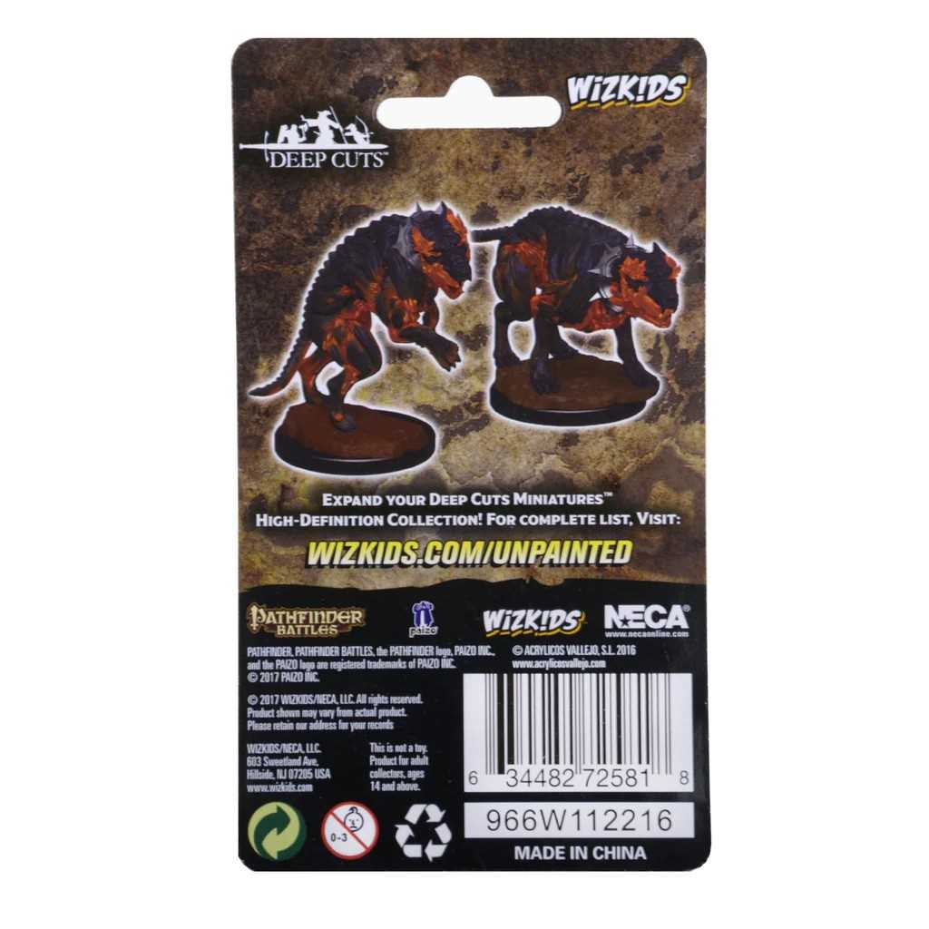 Pathfinder Deep Cuts Hell Hounds Unpainted Miniatures – 2 Figures