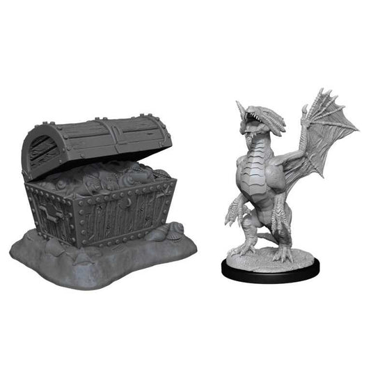 D&D Nolzur's Marvelous Unpainted Miniatures: Bronze Dragon Wyrmling & Pile of Sea Found Treasure
