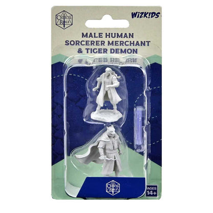 Critical Role Male Human Sorcerer Merchant & Tiger Demon Unpainted Miniatures