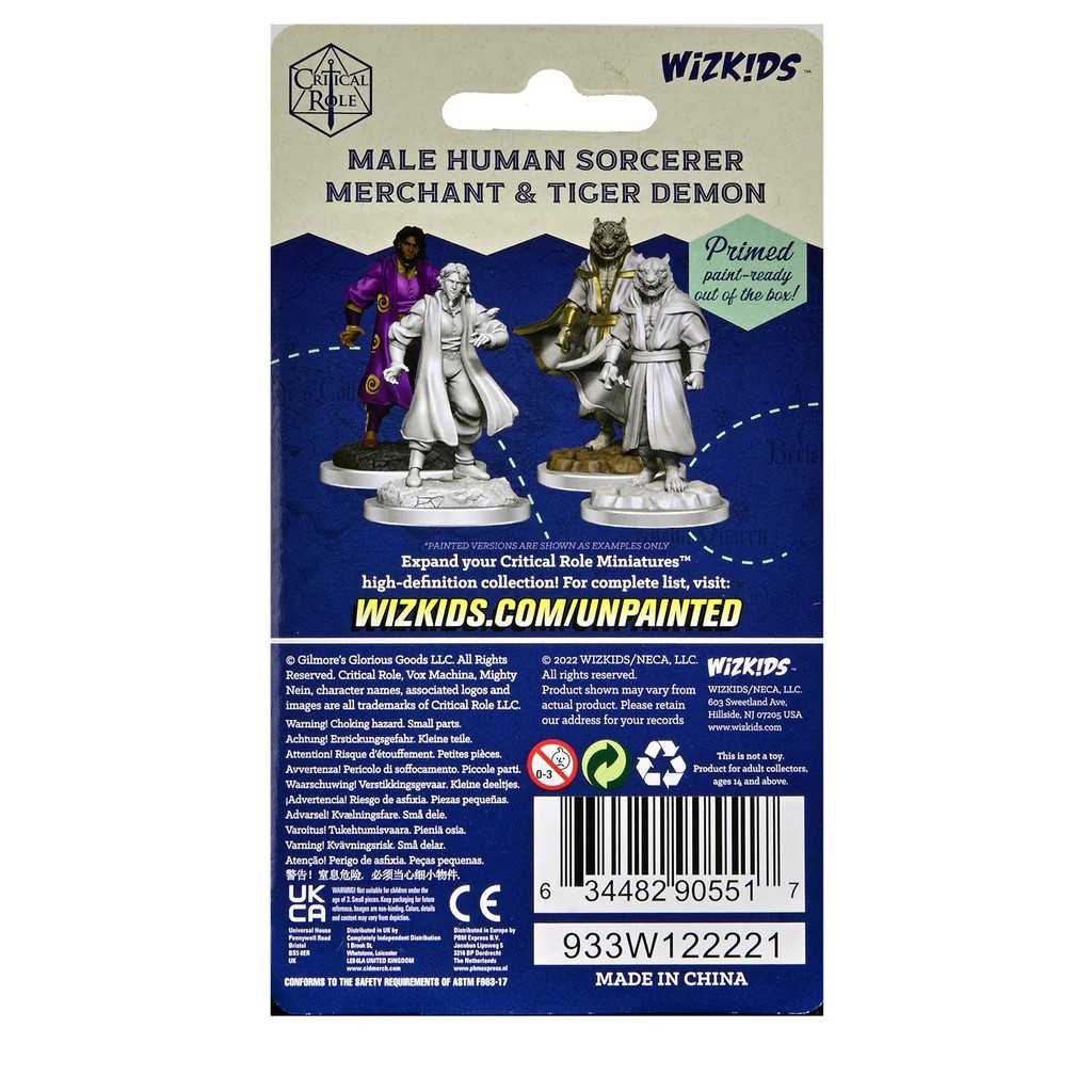 Critical Role Male Human Sorcerer Merchant & Tiger Demon Unpainted Miniatures