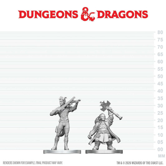D&D Nolzur's Marvelous Unpainted Miniatures: Tiefling Bard & Dwarf Cleric (W29)