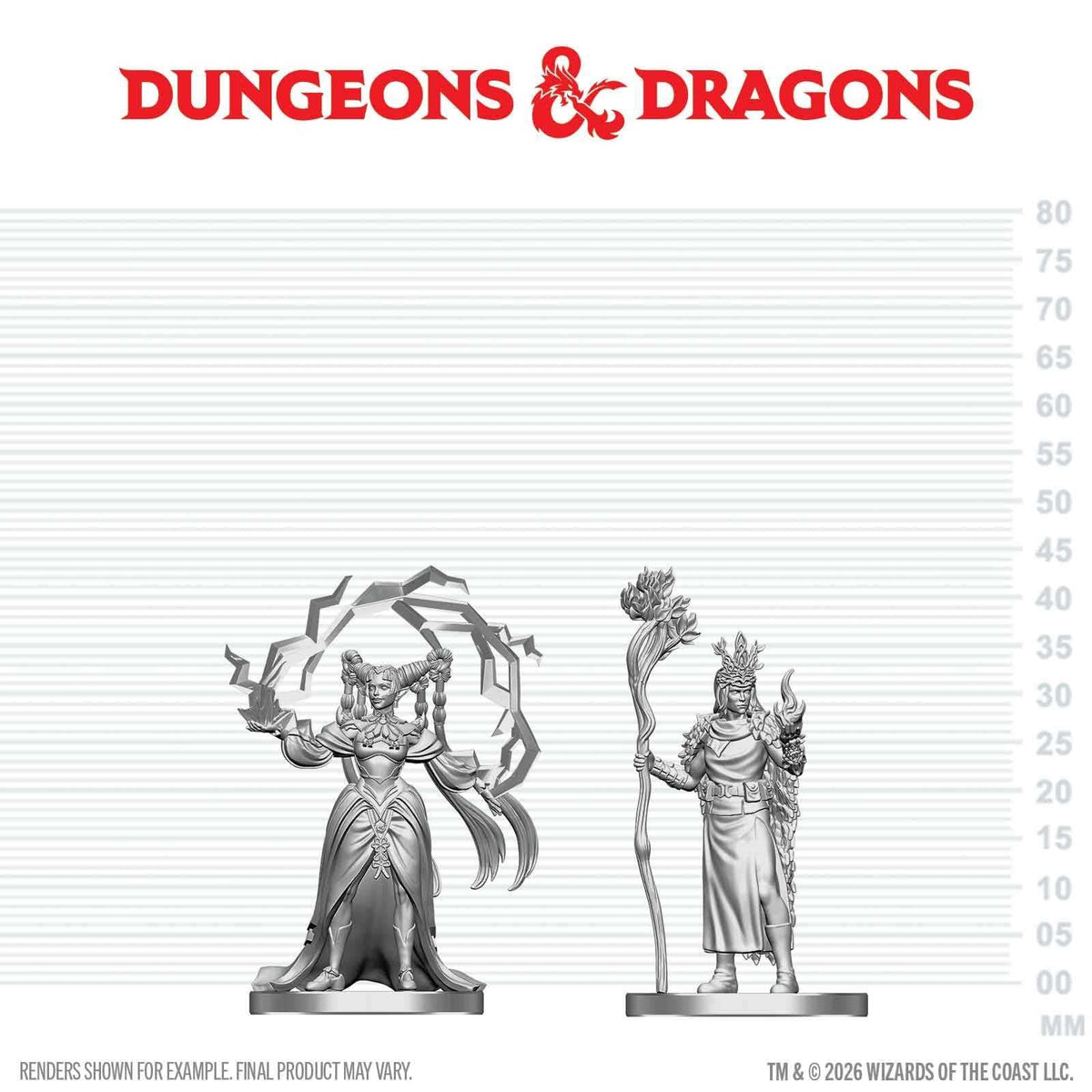 D&D Nolzur’s Marvelous Unpainted Miniatures Human Druid & Elf Sorcerer