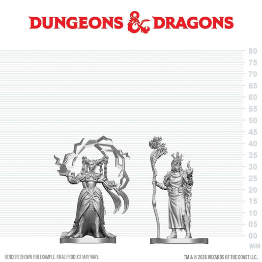 D&D Nolzur’s Marvelous Unpainted Miniatures Human Druid & Elf Sorcerer