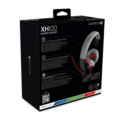 Gioteck XH100S Wired Stereo Gaming Headset - Grey/Red