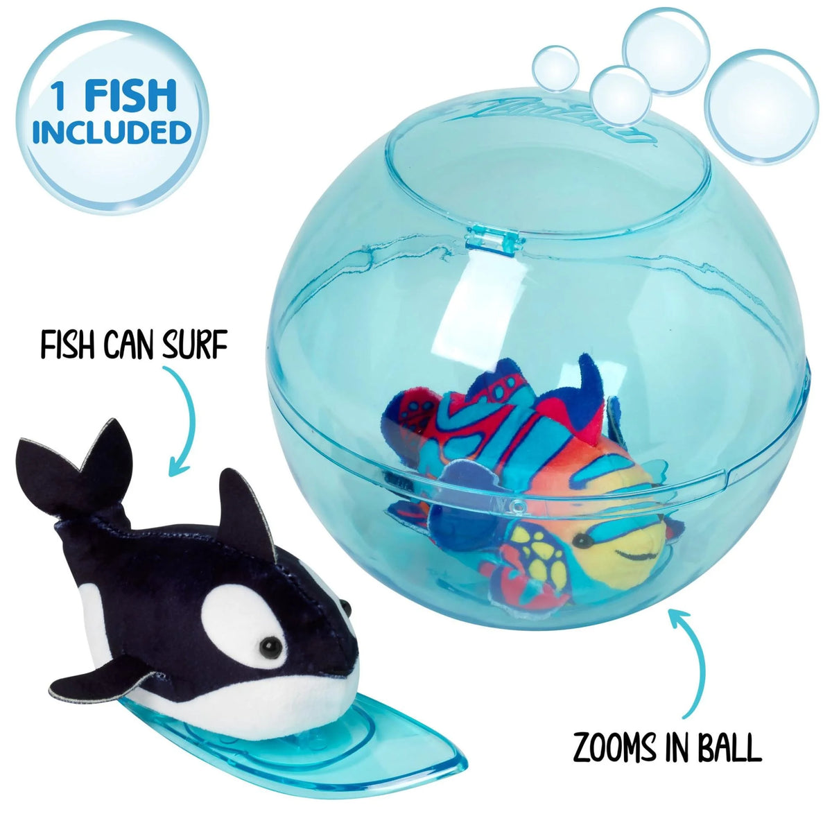 Zhu Zhu Aquarium Bubble Ball & Surfboard Starter Playset with Fish