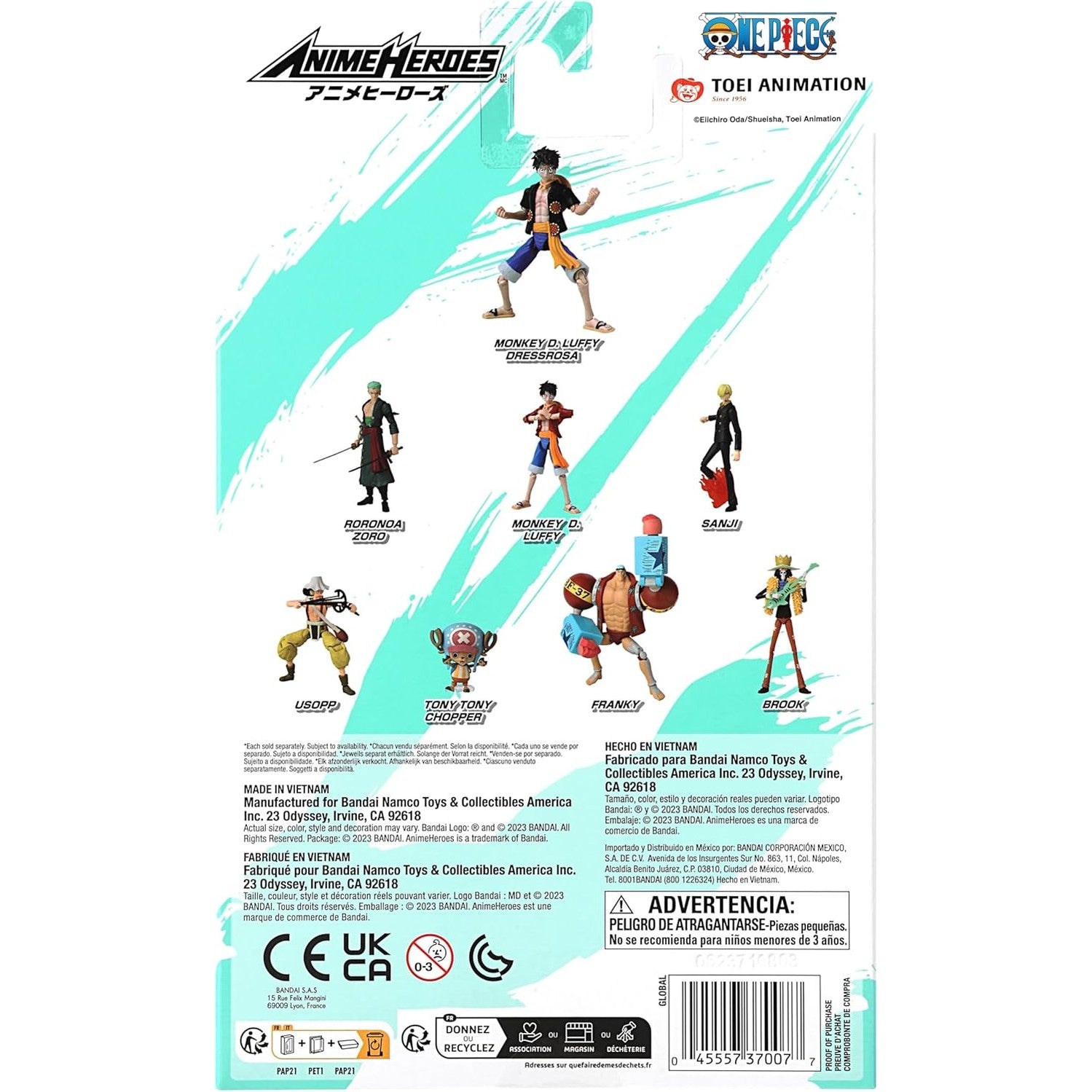 One Piece Anime Heroes 17cm Articulated Action Figure - Monkey D. Luffy Dressrosa Version 3296580370078