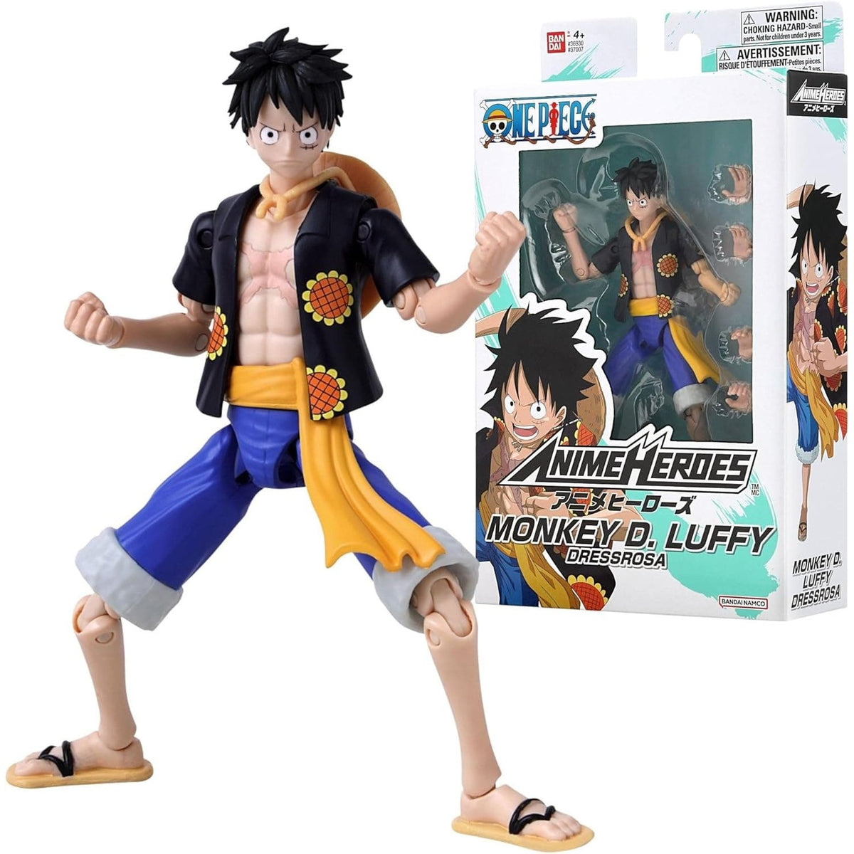 One Piece Anime Heroes 17cm Articulated Action Figure - Monkey D. Luffy Dressrosa Version 3296580370078