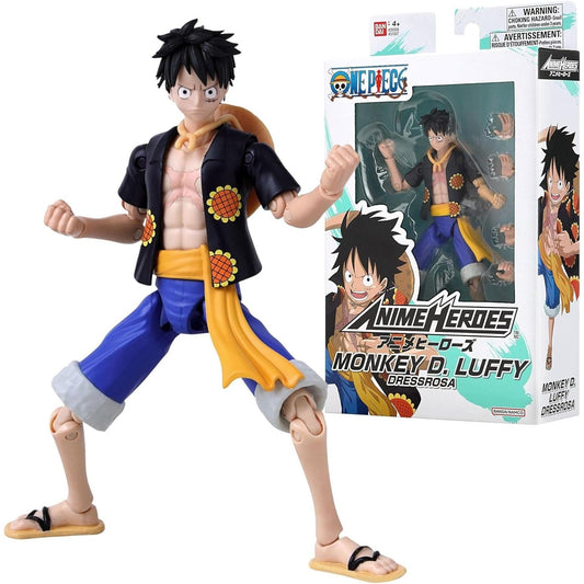 One Piece Anime Heroes 17cm Articulated Action Figure - Monkey D. Luffy Dressrosa Version 3296580370078